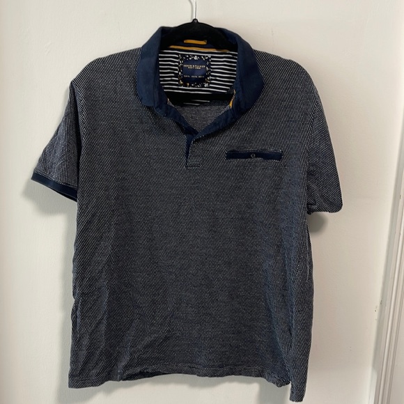 Men’s Denim and Flower Spotted Polo - Picture 1 of 3
